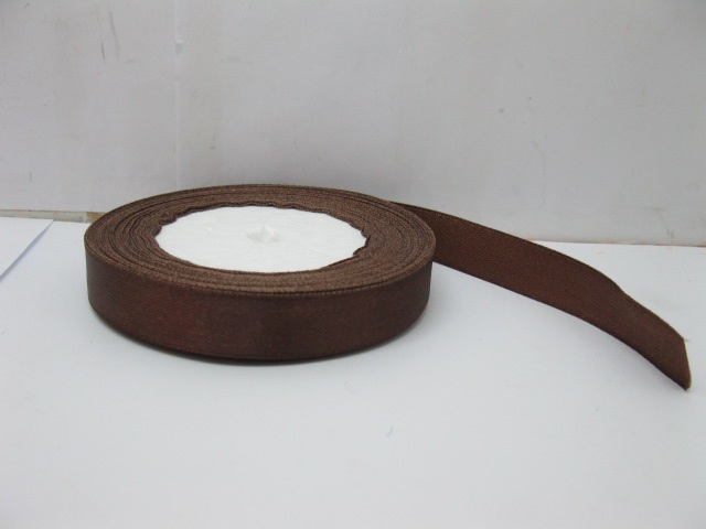 10Rolls X 25Yards Brown Satin Ribbon 15mm - Click Image to Close